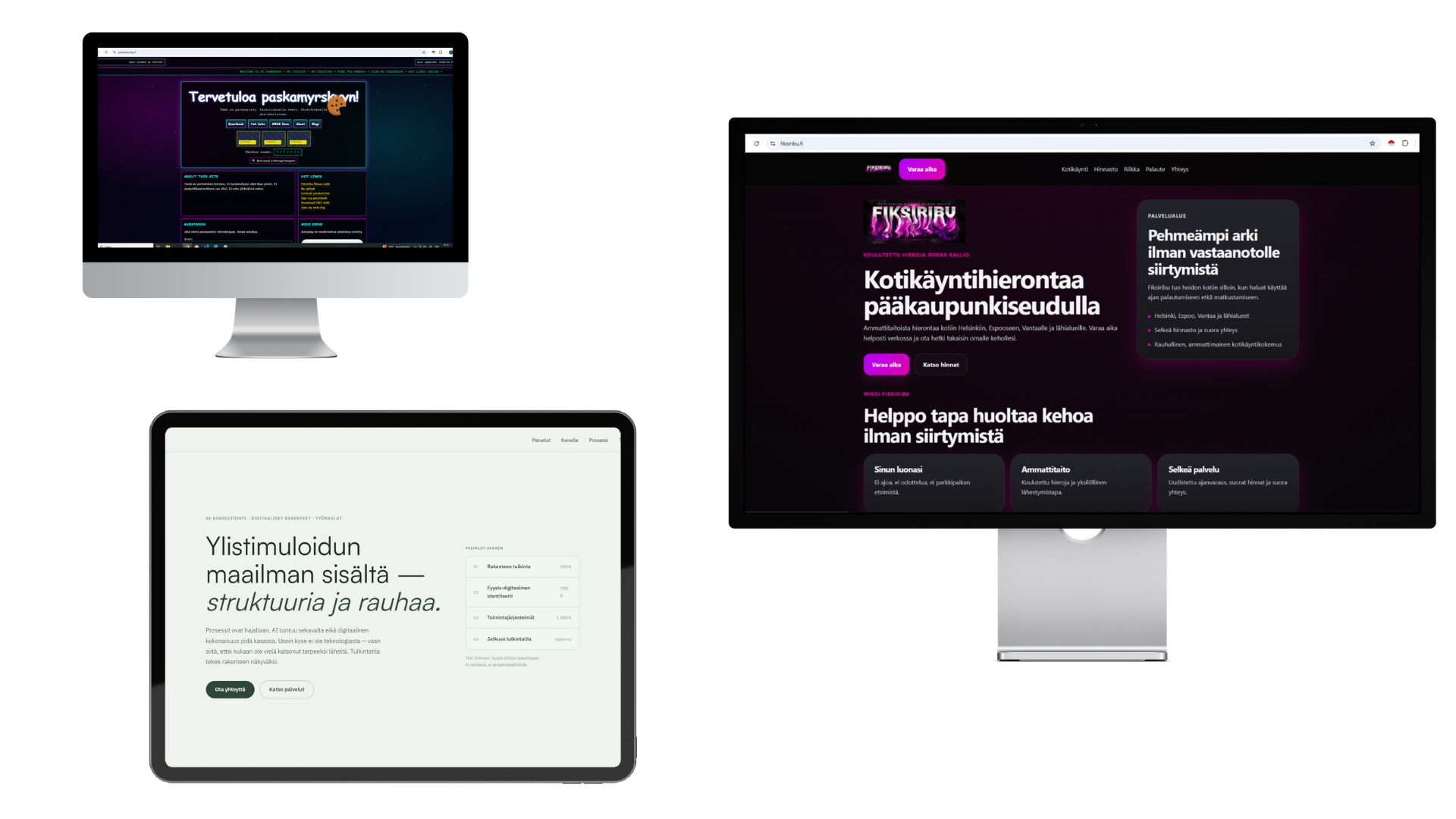 Staattiset HTML one-pagerit: kevyet, nopeat, GEO- ja SEO-kerrokset ja entiteettiskeema sisäänrakennettuna